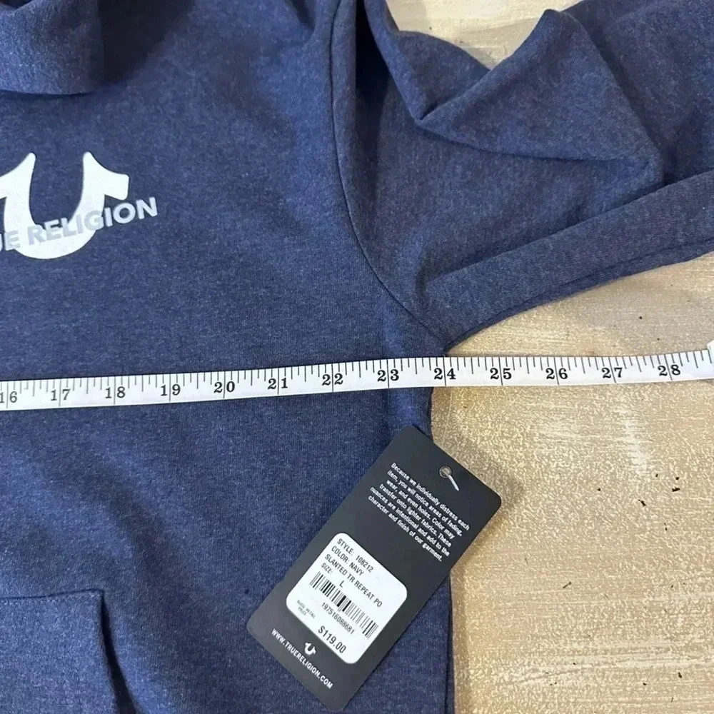 NWT True Religion Navy‎ Blue Pullover Hoodie.